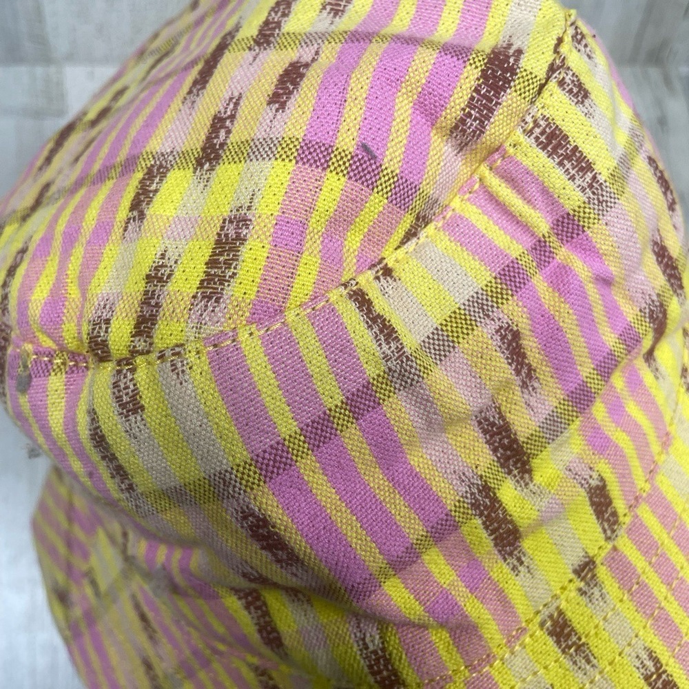 NWT Aerie Teddy Reversible Bucket Hat Womens O/S Yellow Pink Brown Plaid Casual - Picture 5 of 7